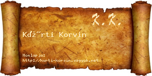Kürti Korvin névjegykártya